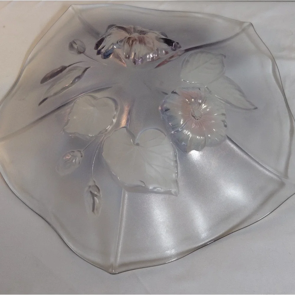 Vintage Mikasa Crystal Calypso Fruit Bowl Frosted Floral Walther Glas Germany